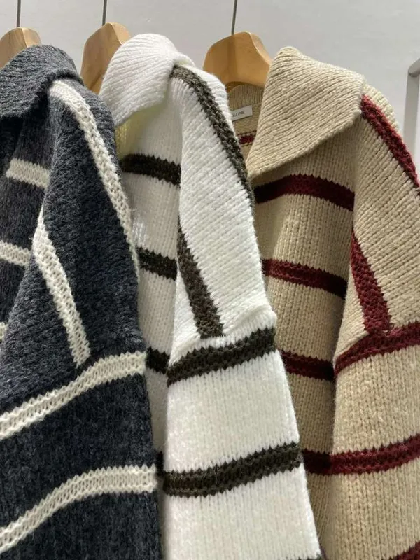 Striped Knit Cardigan Jacket - Comfortable and Stylish