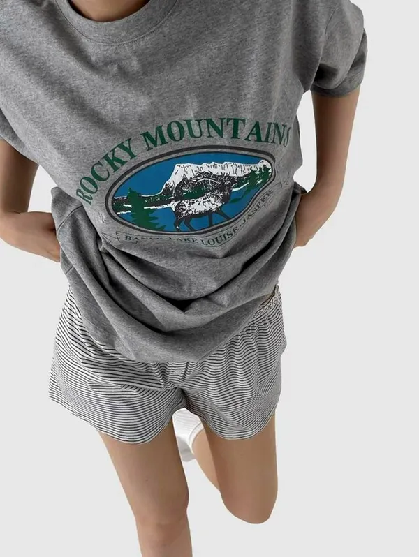 Casual Style Mountain Pattern Short Sleeve T-Shirt