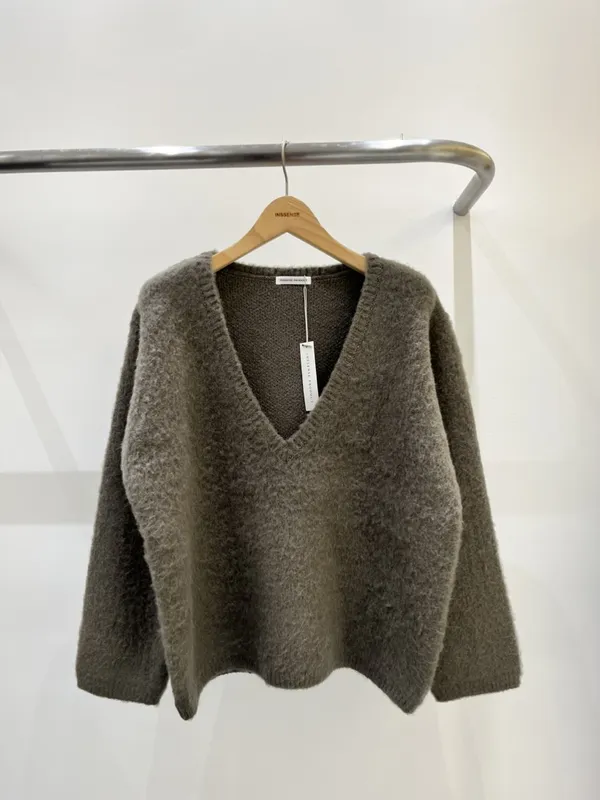 Elegant V-Neck Plush Knit Sweater
