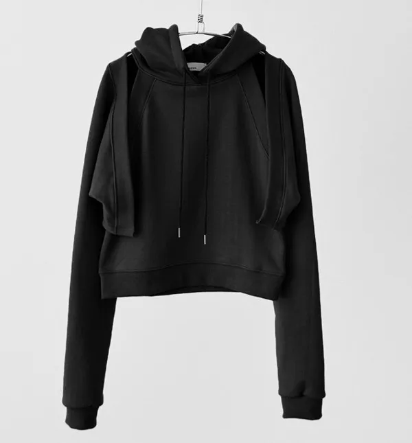 Hoodie Crop Hitam Bergaya