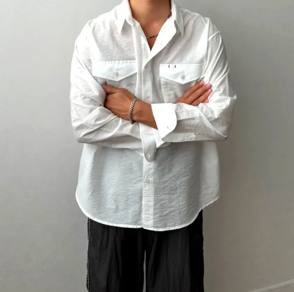 Minimalist White Men's Shirt - Comfortable, Breathable, and Fashionable