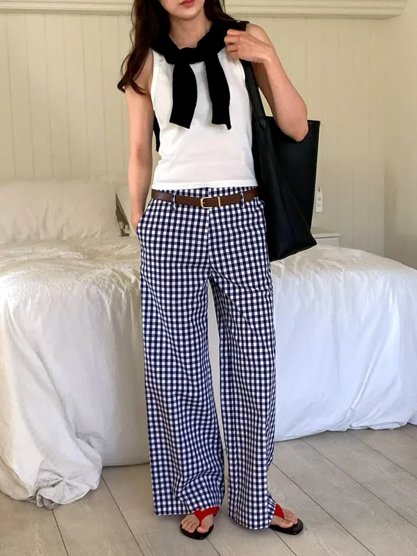 Stylish Plaid Loose Pants for Women, Comfortable Casual Style