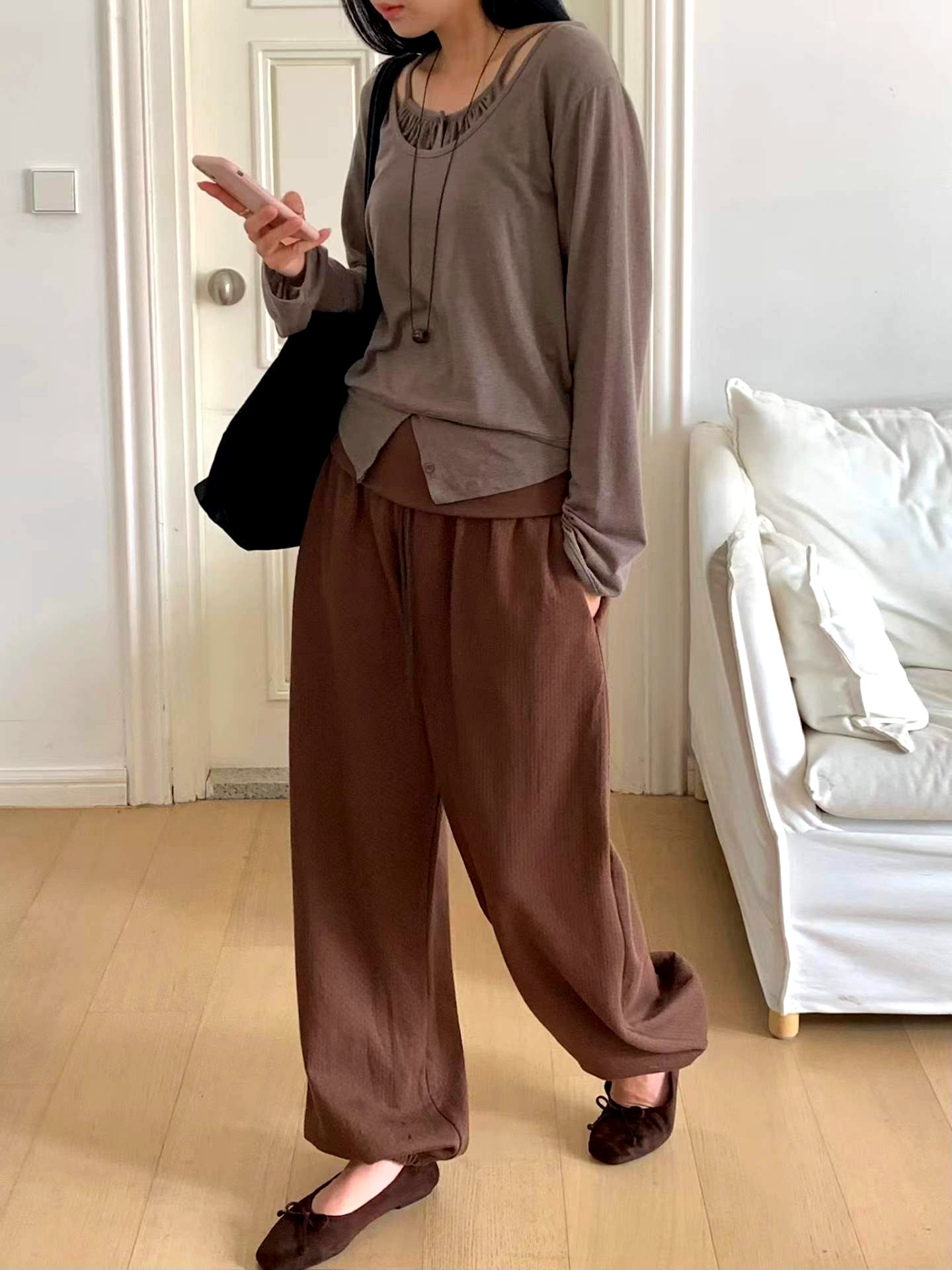 루즈 캐주얼 여성 바지, 편안하고 통기성이 좋으며, 패셔너블하고 다재다능