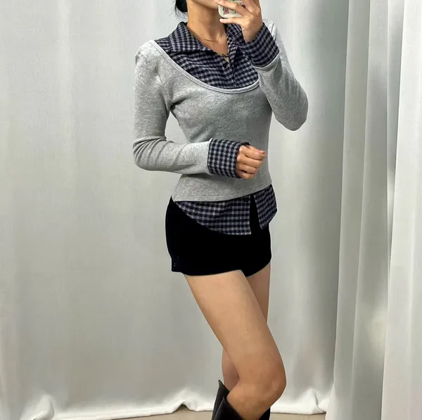 Áo thun nữ thiết kế phối màu thời trang, phong cách thoải mái