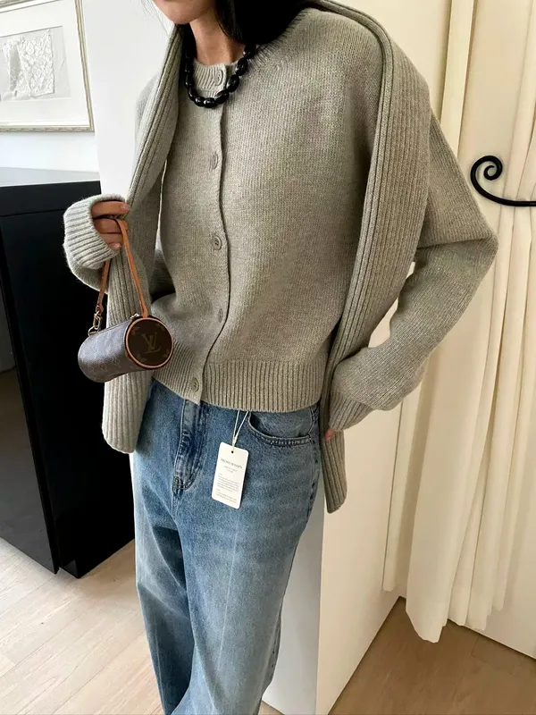 Áo khoác cardigan nữ thời trang và tối giản, thiết kế đan thoải mái