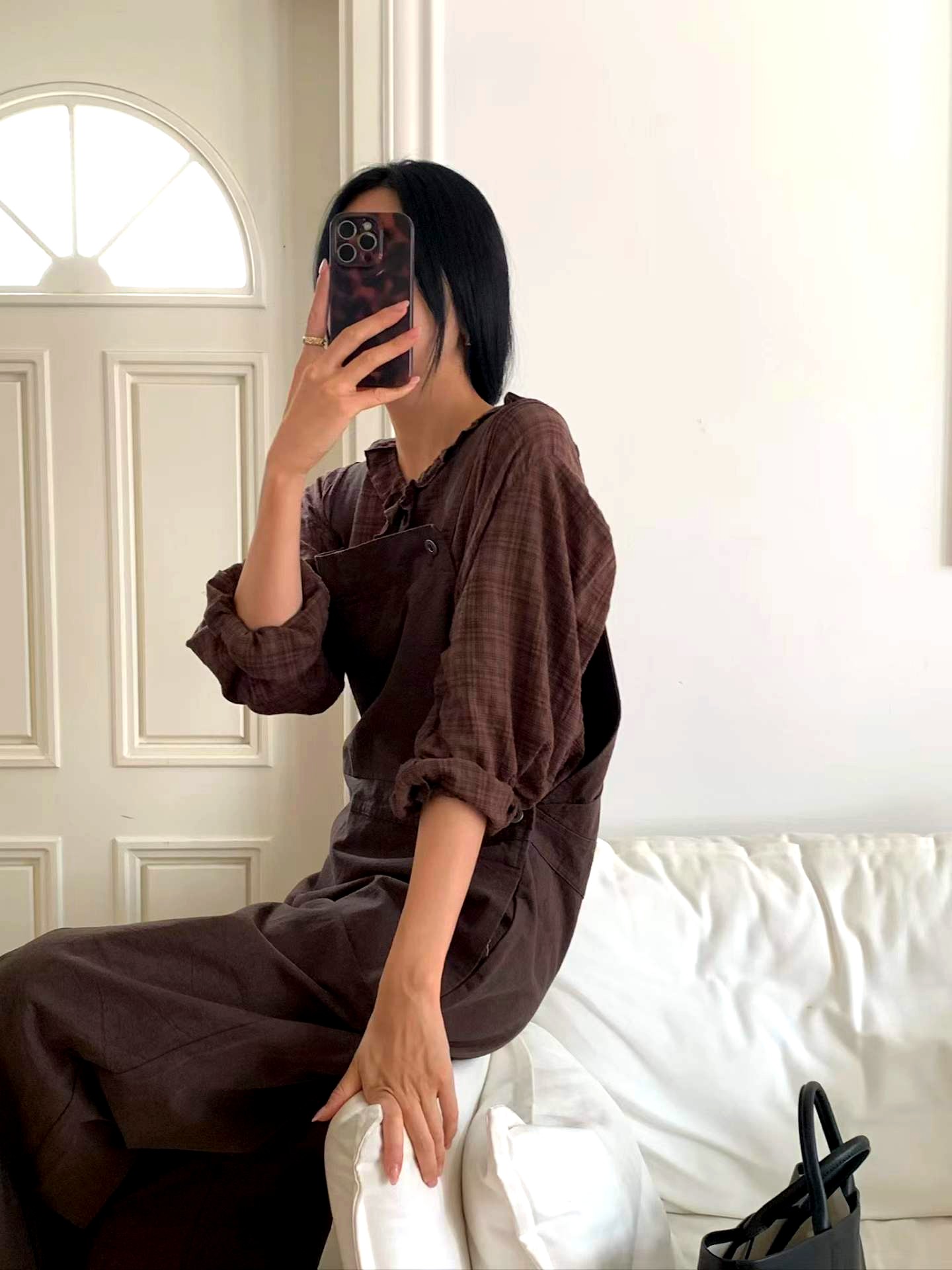 빈티지 체크 여성 탑 - 우아하고 편안한