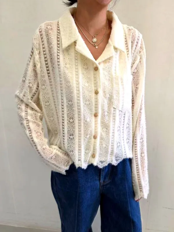 Elegant Lace Shirt, Lightweight and Breathable, Perfectly Paired with Jeans