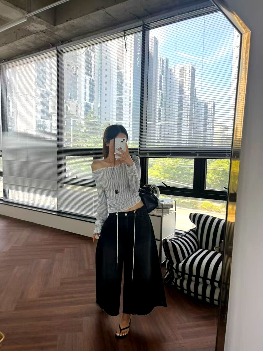 패셔너블한 루즈핏 여성 바지, 캐주얼하고 다재다능한 봄여름용