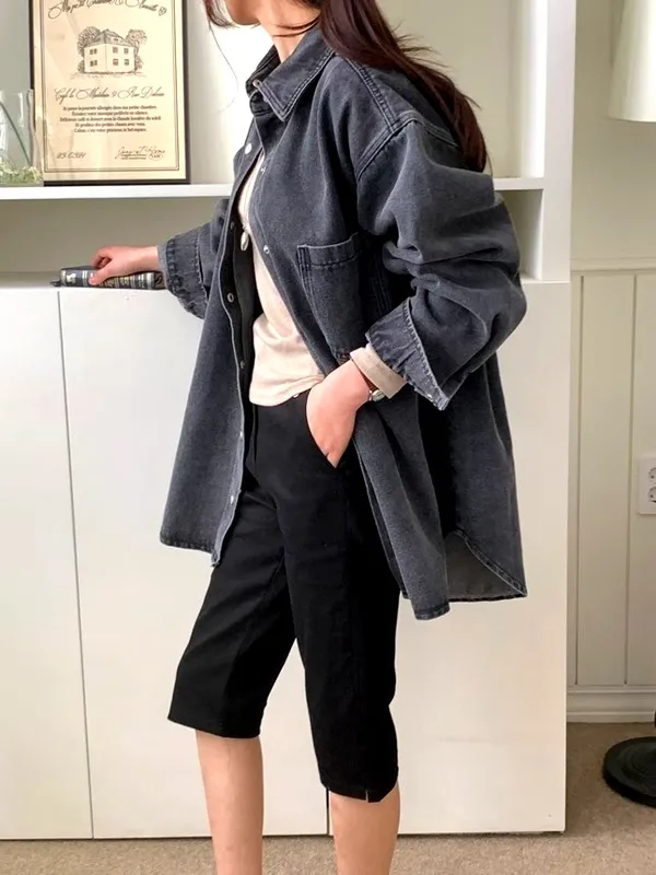 Stylish Loose Denim Top, Comfortable and Versatile