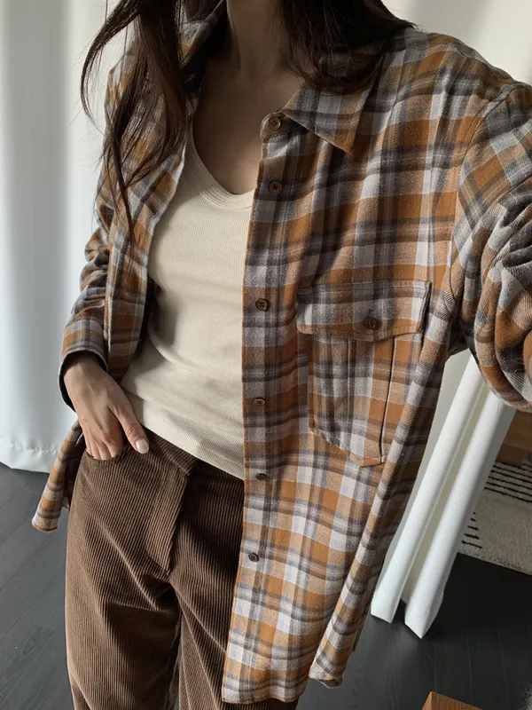 Plaid Long Sleeve Shirt - Casual Versatile Style