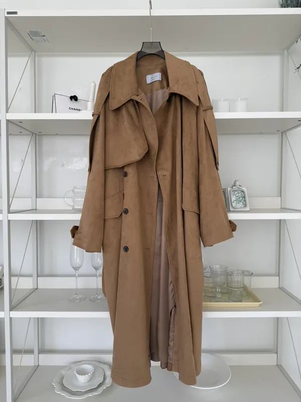 Stylish Retro Long Coat with Lapel