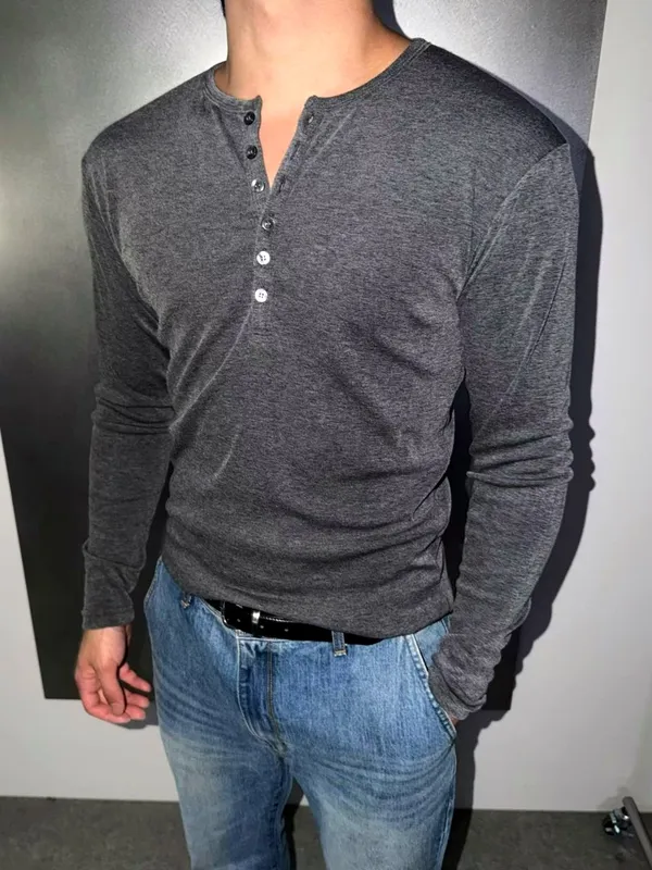 Classic Men's Long Sleeve T-Shirt - Simple, Stylish, and Breathable