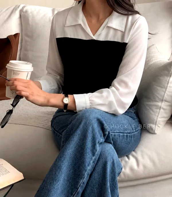 Stylish Minimalist Patchwork Shirt - Elegance Meets Versatility