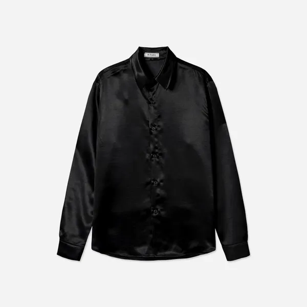 Classic Black Silk Shirt for Men - Elegant and Stylish