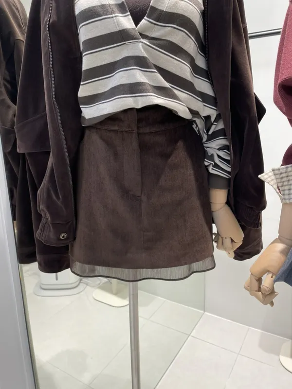 Fashionable Striped V-Neck Top with Elegant Skirt