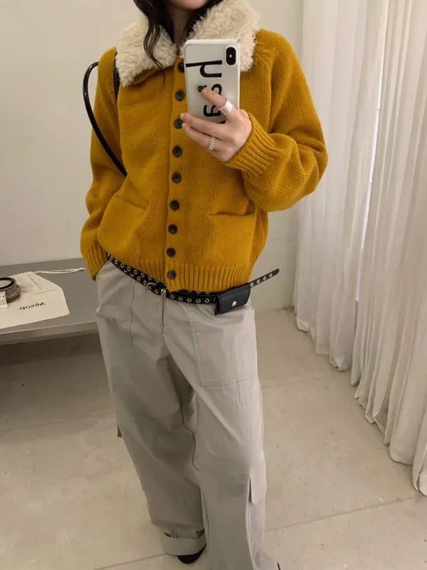Warm and Cozy Plush Collar Cardigan Jacket