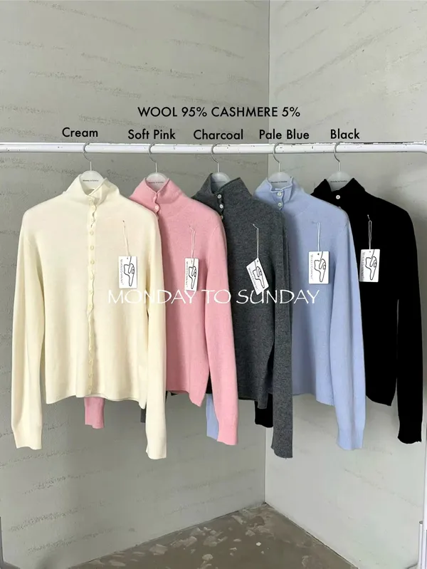 Elegant Women's Cardigan, 95% Wool and Cashmere, Comfortable and Warm