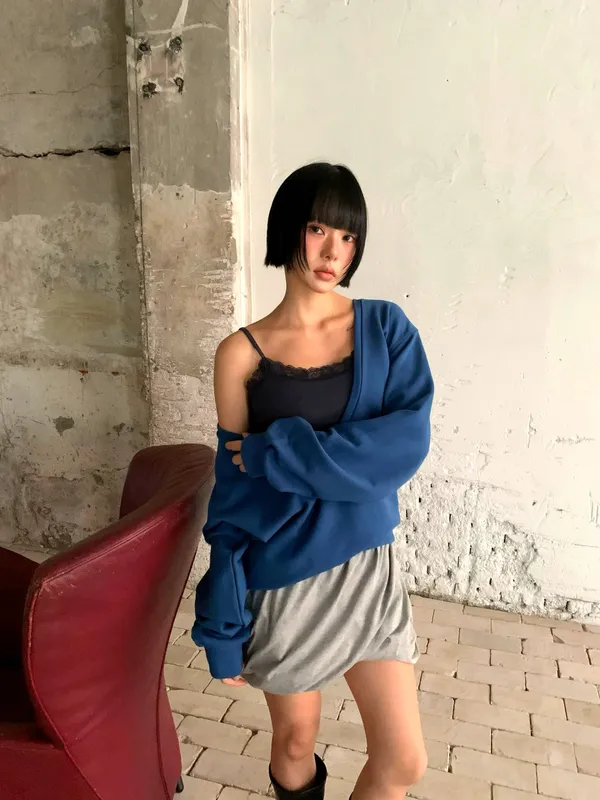 Trendy Loose Blue Jacket, Comfortable and Versatile