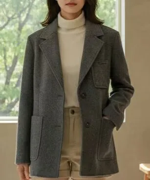 Stylish Gray Woolen Coat - Elevate Your Elegance