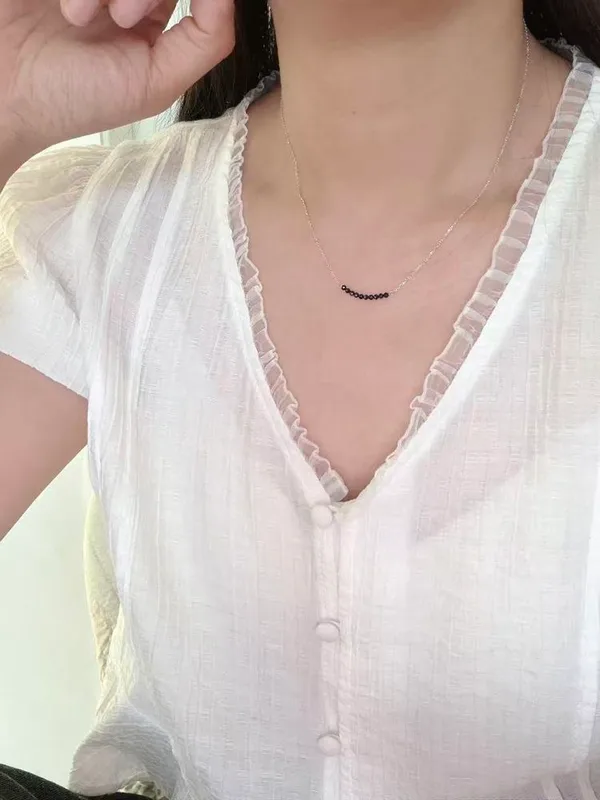 Stylish Minimalist Black Beaded Necklace