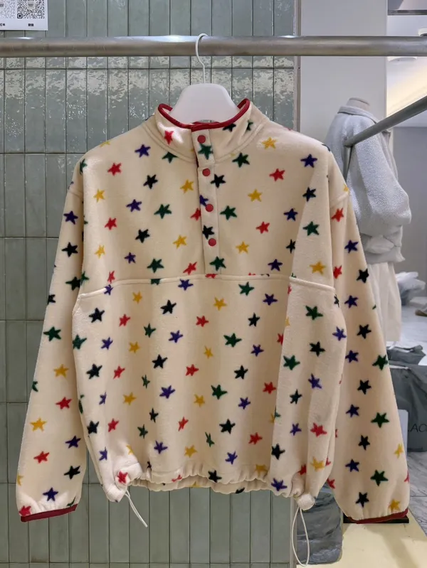 Star Pattern Warm Zip Hoodie