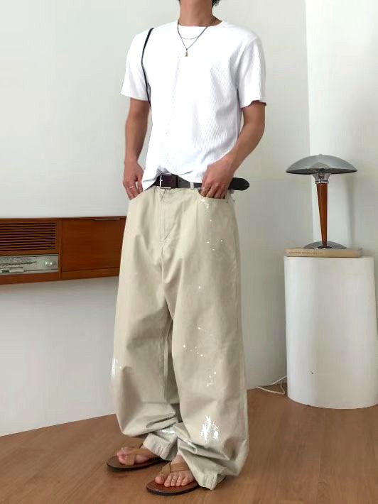스타일리시한 루즈핏 남성 바지, 편안한 캐주얼 스타일