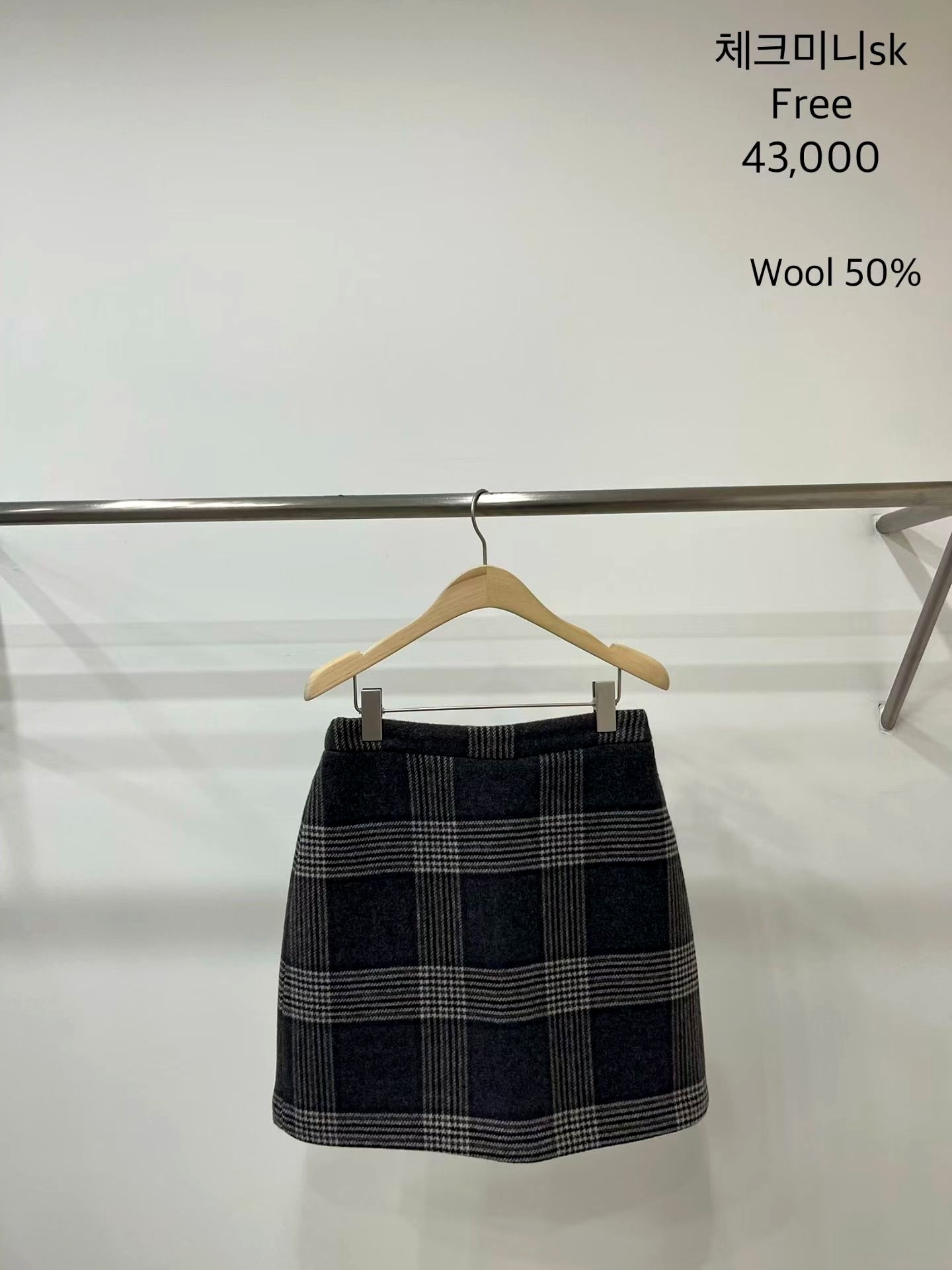 우아한 체크 여성 스커트, 50% 따뜻한 울