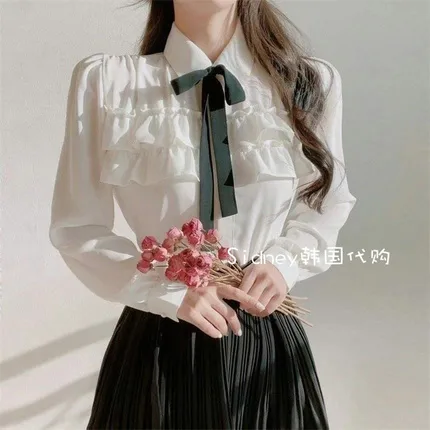 Elegant Lace Collar Decorative Shirt