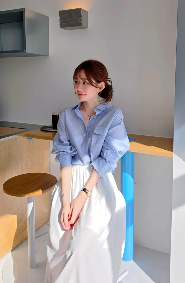 Fresh Blue Women's Shirt, Comfortable and Breathable