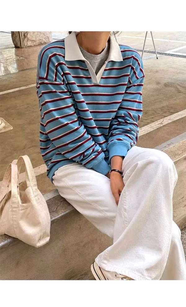 時尚條紋女裝T恤，舒適休閒風