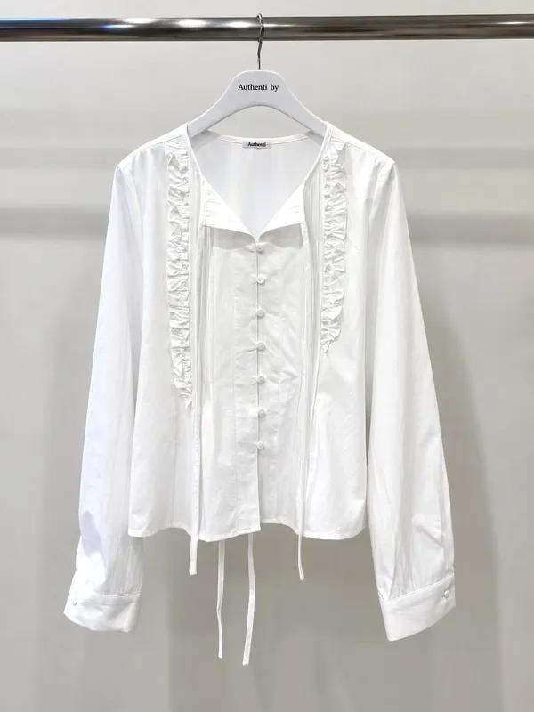 Elegant Lace Trimmed White Shirt, Lightweight and Breathable, Perfect Match