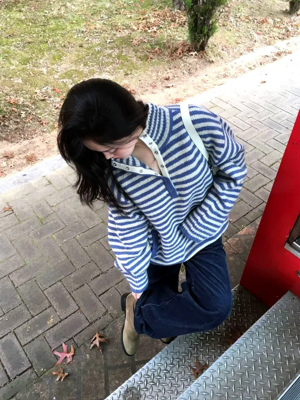 Striped Design Women's Top, Comfortable Casual Style