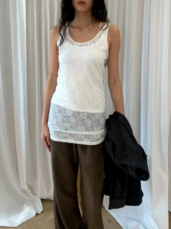 Camisole Renda Elegan, Segar dan Bernafas, Padanan Sempurna dengan Seluar Musim Panas
