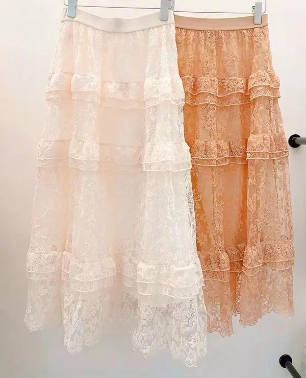 Elegant Lace Tiered Skirt, Showcasing Sweet Charm
