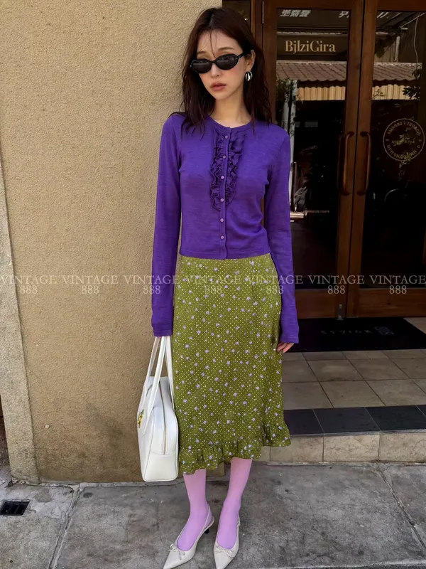 Chic Purple Cardigan for Women, Elegant and Versatile