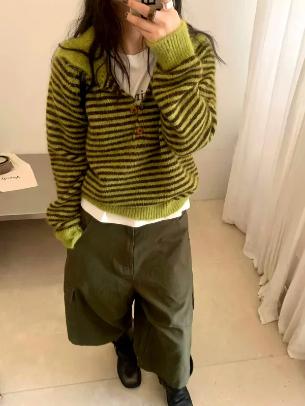 Striped Knit Top - Fashionable Casual Style