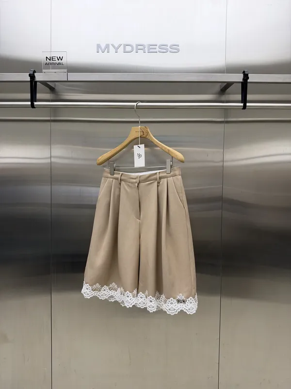 Elegant High-Waisted Skirt with Lace Trim, Showcasing Charming Elegance
