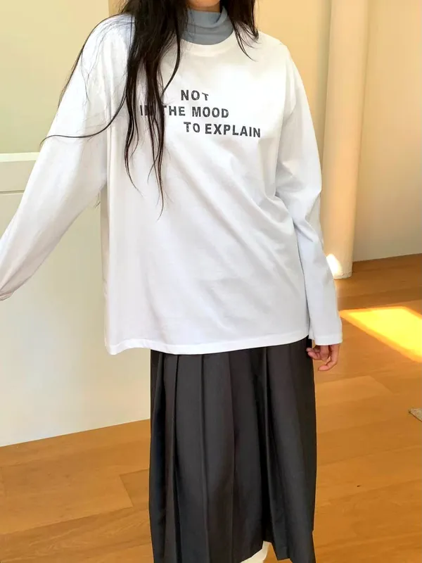 Minimalist Style Printed Long Sleeve T-Shirt - Comfortable and Versatile