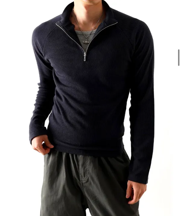 Men's Zip Collar Long Sleeve Top - Comfortable Casual Style