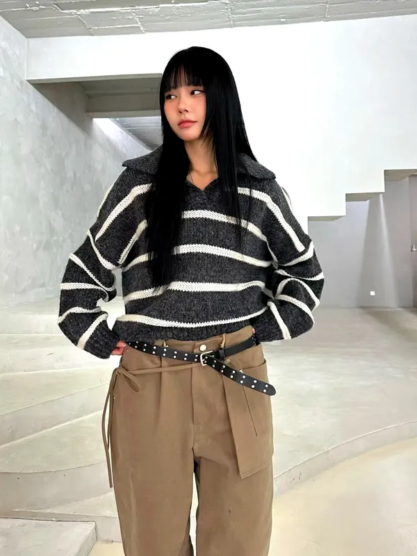 Striped Knit Top - Fashionable Casual Style