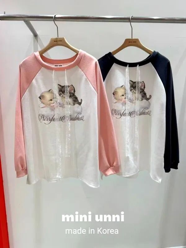 Cute Cat Pattern Women's Top, Comfortable Casual Style