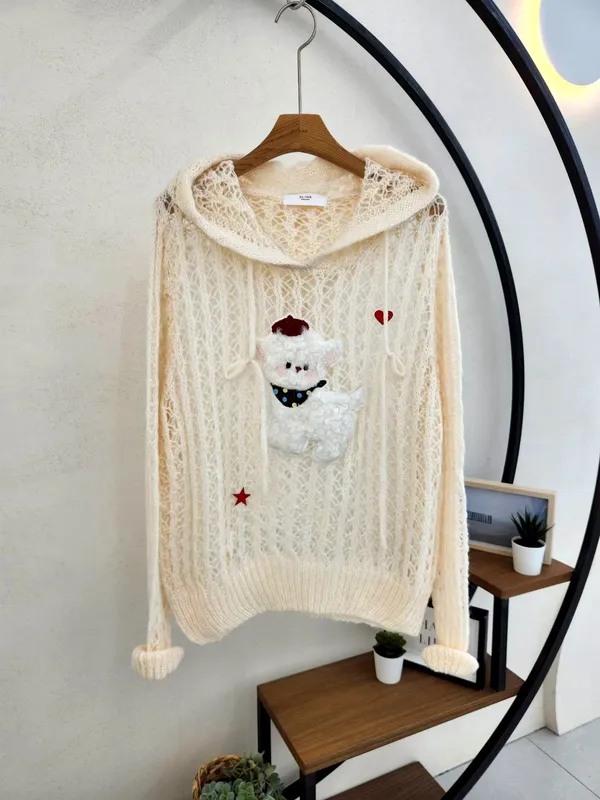 Cute Lamb Embroidered Sweater, Warm and Comfortable, Fashionable and Versatile