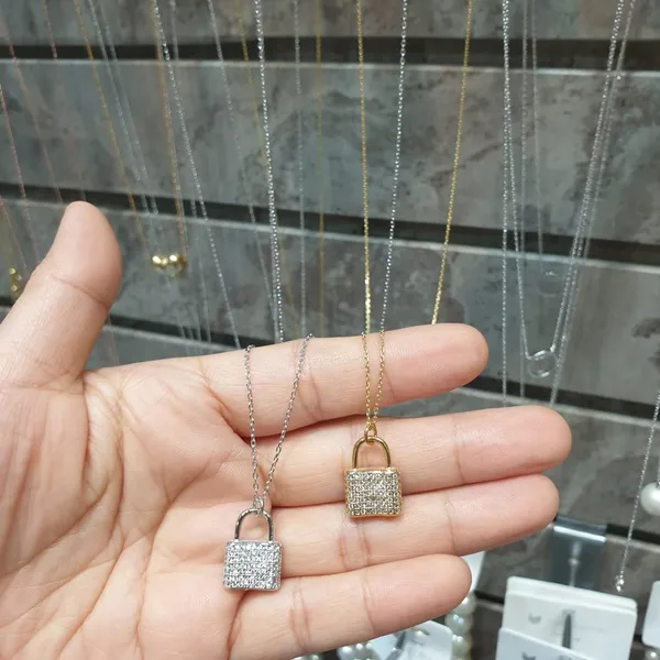 Stylish Lock-Shaped Crystal Necklace, Shine with Unique Charm