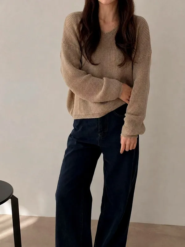 Comfortable Casual Women's Knit Top, Loose Fit