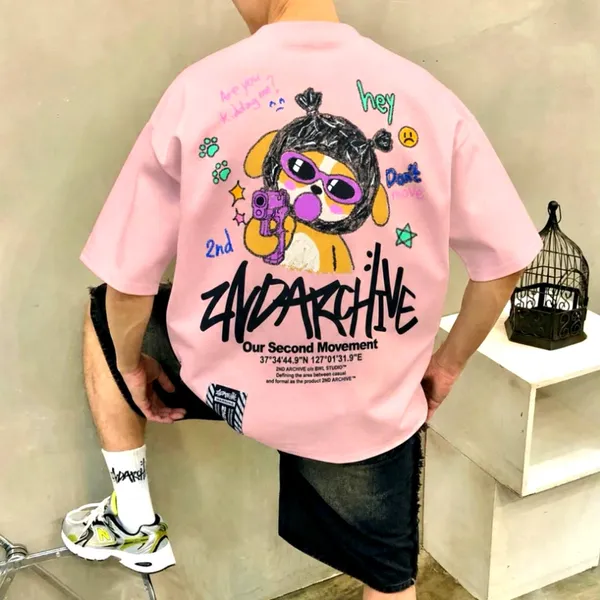 Unique Graffiti Short Sleeve T-Shirt, Trendy Men's Top
