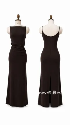 Gaun Maxi Spaghetti Strap Slim Fit Elegan, Mempersembahkan Lengkungan Anda dengan Sempurna