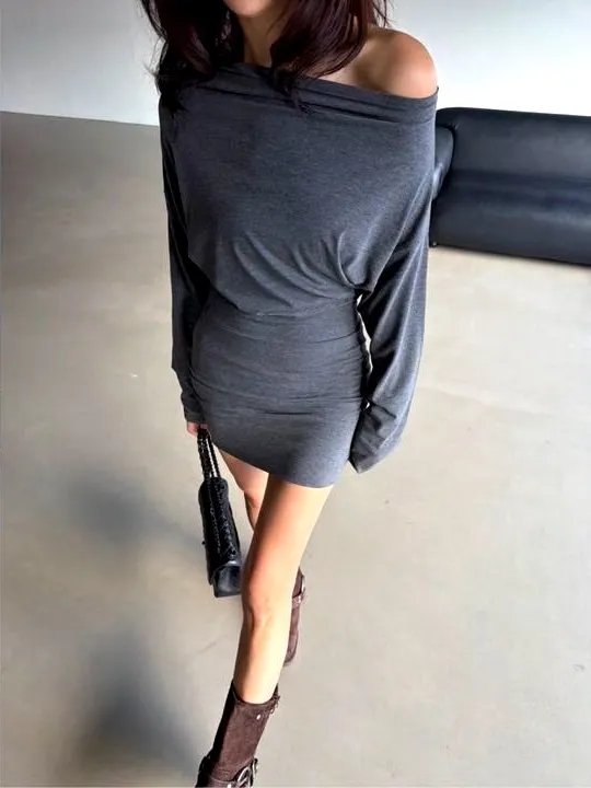 Chic Grey One-Shoulder Dress to Showcase Your Elegant Charm