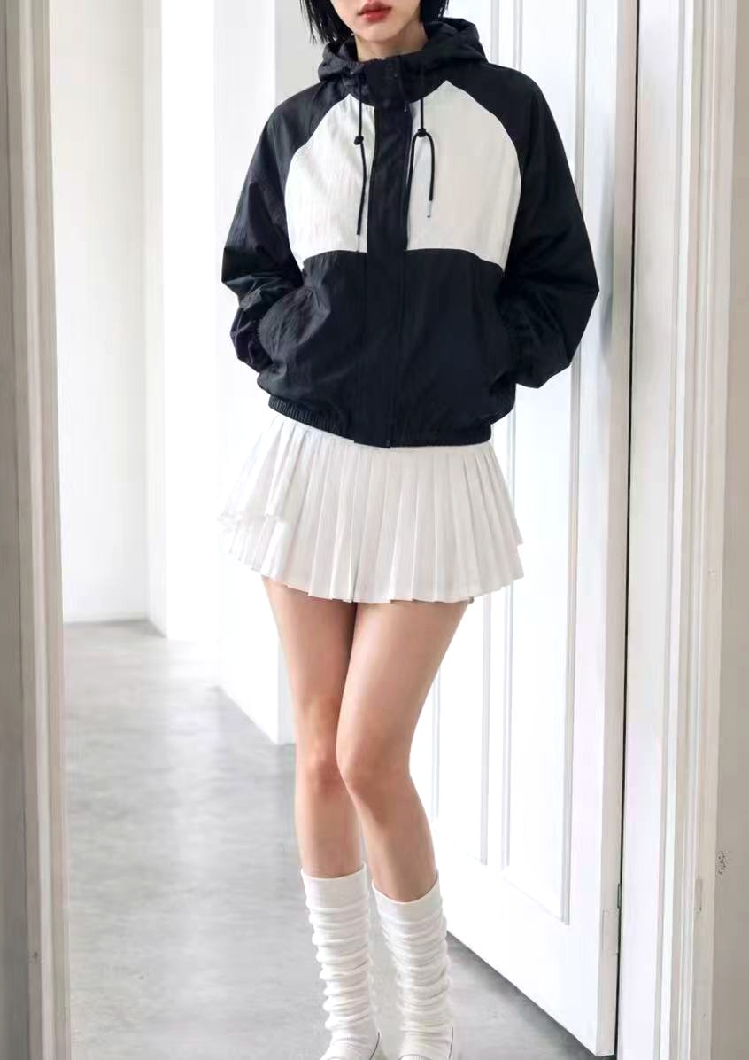 스타일리시한 컬러 블록 여성 재킷, 가볍고 방풍