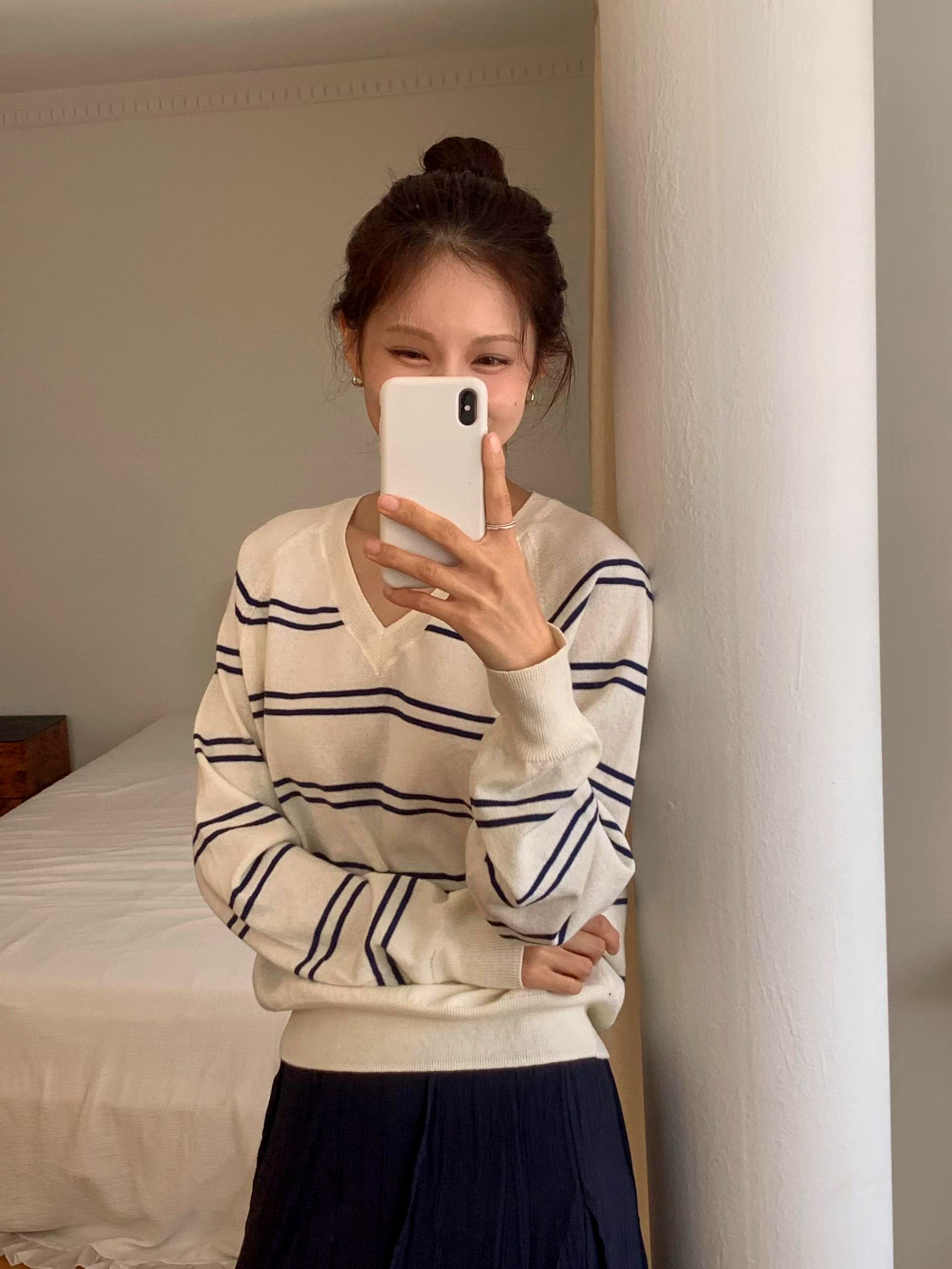 클래식 스트라이프 여성 티셔츠, 편안하고 다재다능한