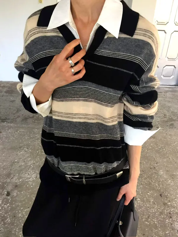 Stylish Striped Women's T-Shirt, Comfortable Casual Style